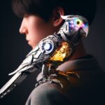 robot parrot on shoulder showing that we are becoming stupid robot parrots because of technology.