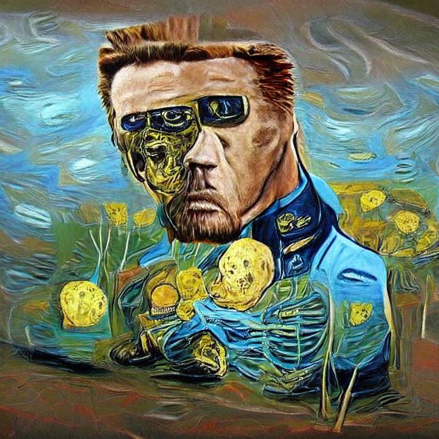 art by ai cafe.wtf van gogh terminator t-800